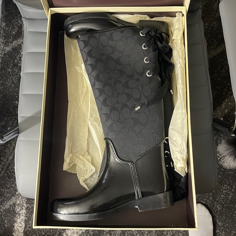 Black Coach rain boots